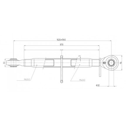 Łącznik centralny kat. 3, 40x3, długość rury 870 mm, zakres pracy 1020-1340 mm